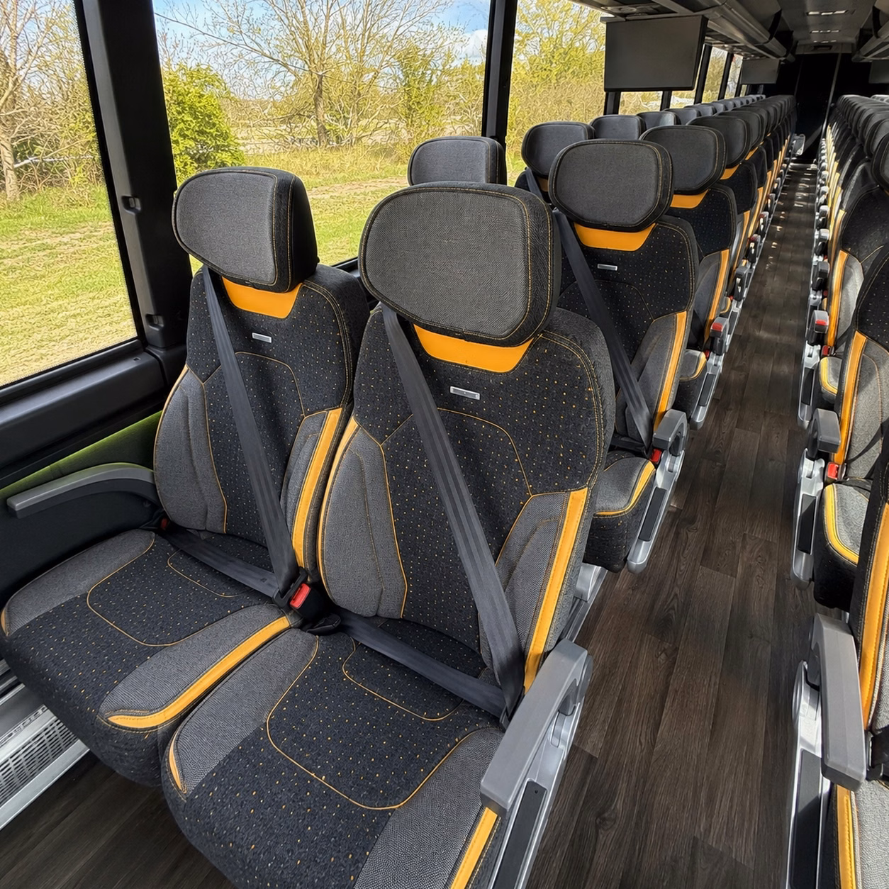 56 passenger charter bus inside